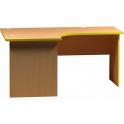 Stůl rohový, levý -  dřevěné boky 185/130x75x70 cm (02F339)